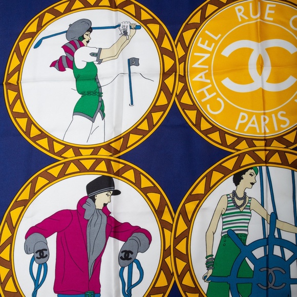 CHANEL VINTAGE RUE CABMON PARIS HOBBY SILK SCARF - Picture 6 of 8